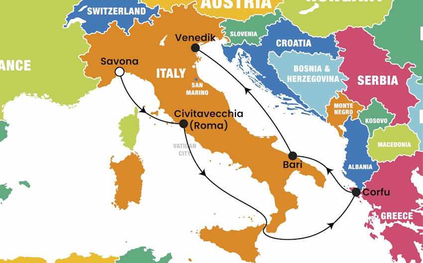 Costa Deliziosa ile Adriyatik Denizi ve Batı Akdeniz THY ile | 5 Gece Konaklamalı | İstanbul Çıkışlı | 12 Nisan - 2